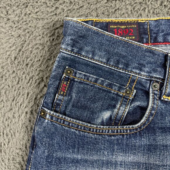 Vtg Abercrombie & Fitch Jeans Mens 32x32 Blue Wide Leg Baggy Dark Wash Y2K Denim - Picture 3 of 16